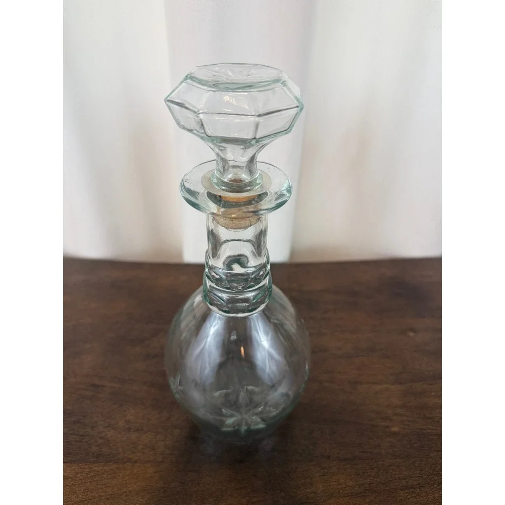 VTG Clear Glass MCM Atomic Starburst‎ Decanter/Bottle with Stopper 10.5